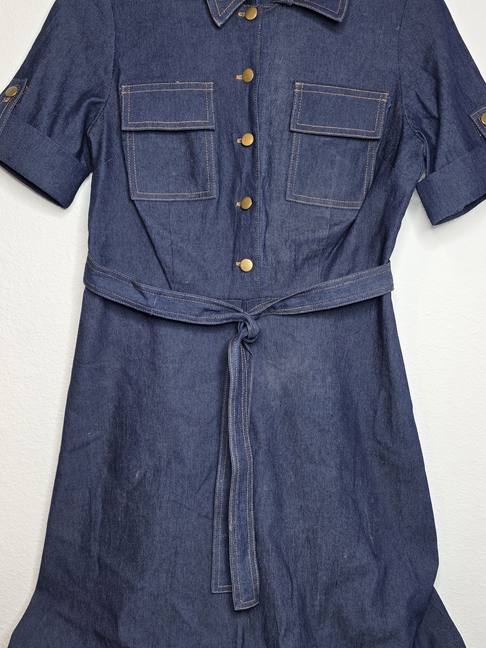 Shelby & Palmer Dark Indigo Denim Top with Contrast Stitching